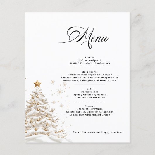 Budget Christmas Tree Menu Card Paper Sheet (Vorderseite)