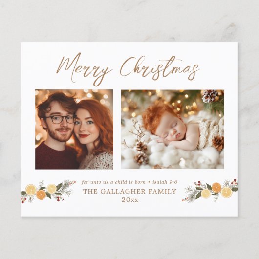 Budget Citrus Hygge Weihnachtsferienkarte (Vorderseite)