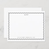 Budget Classic 3 Monogramm Wave Border Note Card (Vorne/Hinten)