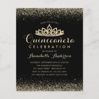 Budget Classic Black Gold Quinceañera Tiara Einlad