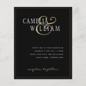 BUDGET Classic Black Gold White Wedite Einladung (Vorderseite)