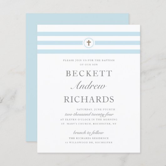 Budget Classic Blue Boys Taufe (Vorne/Hinten)