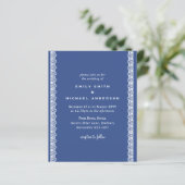 Budget Classic Blue Lace Hochzeitseinladungen (Stehend Vorderseite)