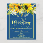 Budget Classic Blue Sunflower Einladung (Vorderseite)