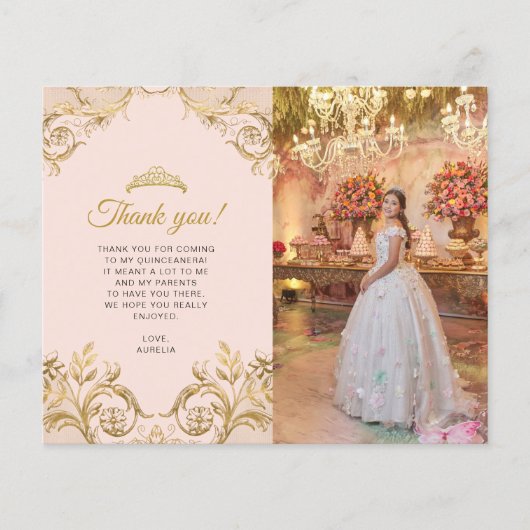 BUDGET Classic Blush Pink Gold Foto Quinceañera (Vorderseite)