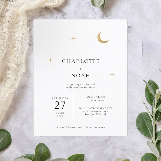 BUDGET Classic Celestial Gold Moon Stars Hochzeit