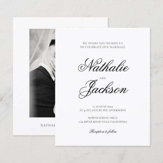 BUDGET Classic Elegant Script Photo Wedding (Vorne/Hinten)