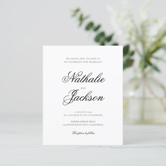 BUDGET Classic Elegant Script Photo Wedding (Stehend Vorderseite)