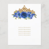 Budget Classic Floral Royal Blue Tiara Quinceañera Flyer (Hinten)