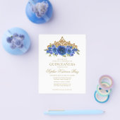 Budget Classic Floral Royal Blue Tiara Quinceañera Flyer (Einzeln)