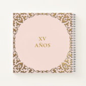 Budget Classic Gold Blush Quinceañera Guest Book Notizblock (Rückseite)