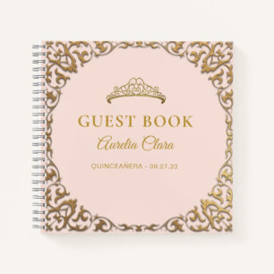 Budget Classic Gold Blush Quinceñera Gästebuch Notizblock