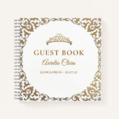 Budget Classic Gold White Quinceñera Gästebuch Notizblock (Vorderseite)