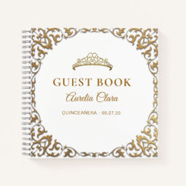 Budget Classic Gold White Quinceñera Gästebuch Notizblock