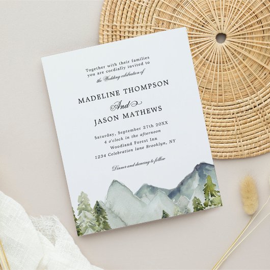 BUDGET Classic Mountain Forest Watercolor Wedding