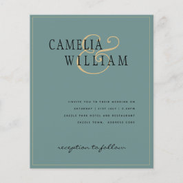 BUDGET Classic Sage Green Gold Hochzeit Einladung Flyer