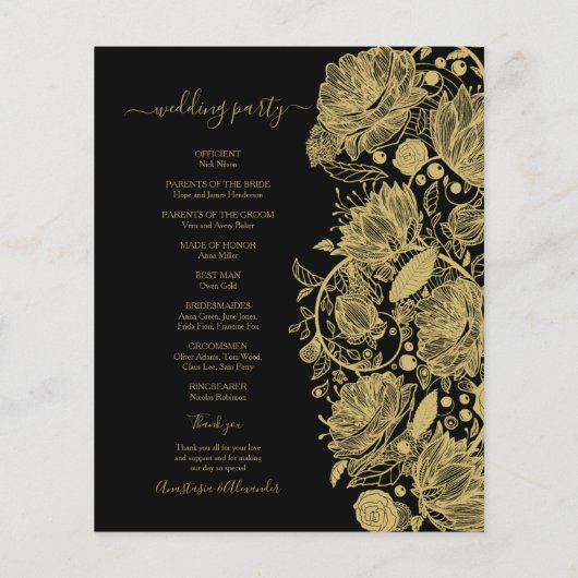 Budget Classic Wedding Program Karte. Flyer (Hinten)