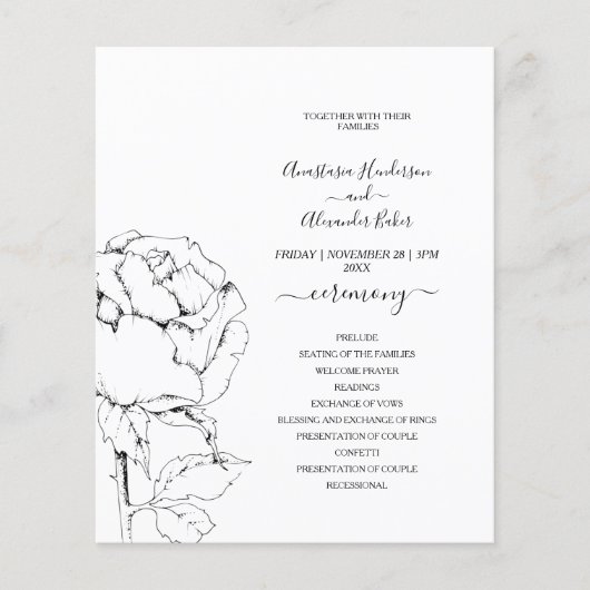 Budget Classic Wedding Program Karte. Flyer (Vorne)