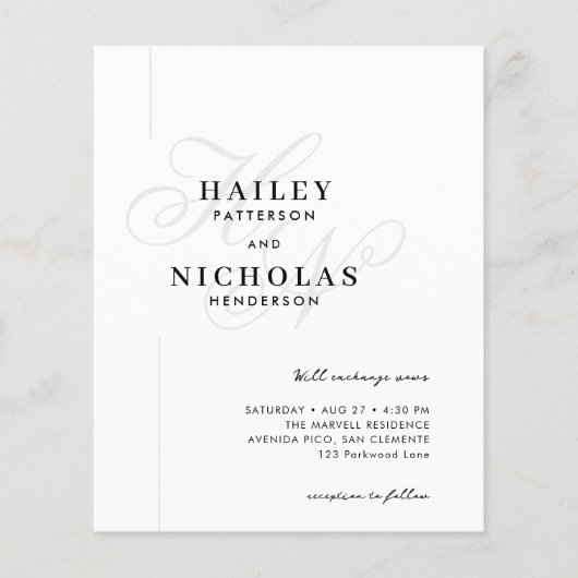 Budget Classy Chic Romantische Typografie Hochzeit (Vorderseite)