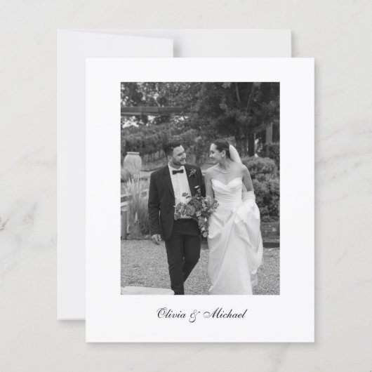 Budget Classy Script Photo Wedding Thank You (Rückseite)