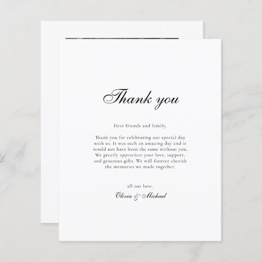 Budget Classy Script Photo Wedding Thank You (Vorne/Hinten)