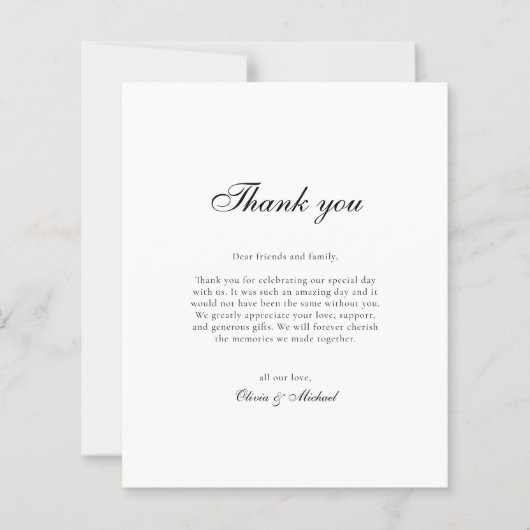 Budget Classy Script Photo Wedding Thank You (Vorderseite)