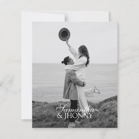 BUDGET Clean Stylish Script Border Photo Wedding (Rückseite)