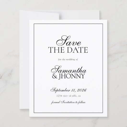 BUDGET Clean Stylish Script Border Photo Wedding (Vorderseite)