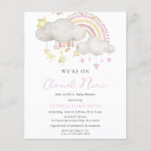 Budget Cloud Nine Girl Baby Shower Einladung (Vorderseite)