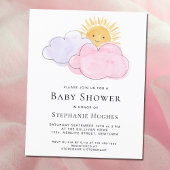 Budget Clouds Girls Babydusche Einladung