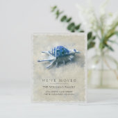 Budget Coastal Blue Seashell Beach Moving Card (Stehend Vorderseite)