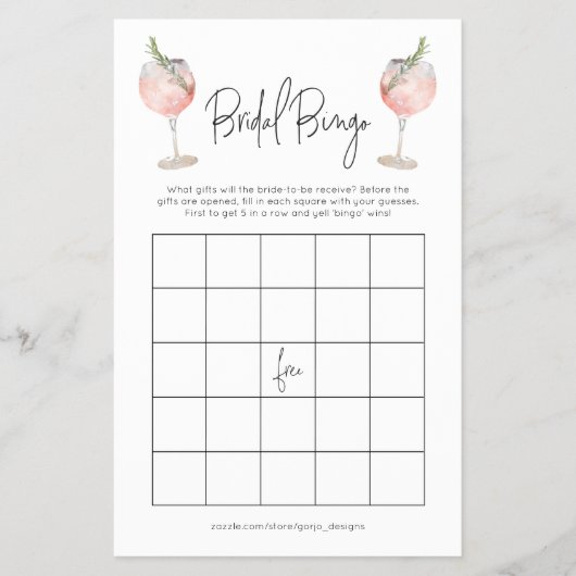 Budget Cocktail Bridal Bingo Bachelorette Spiel Flyer (Vorne)