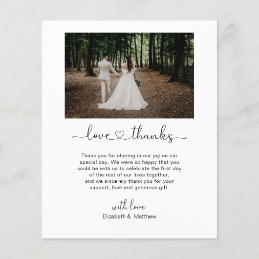 Budget Collage Heart Script Wedding Danke Karte (Rückseite)