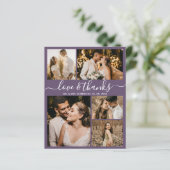 Budget Collage Lila Wedding Dankeschön Karte (Stehend Vorderseite)
