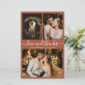 Budget Collage Terracotta Wedding Dankeschön Karte (Stehend Vorderseite)