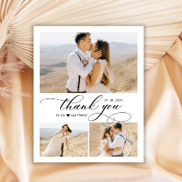 Budget Collage Wedding Vielen Dank Script Heart Postkarte