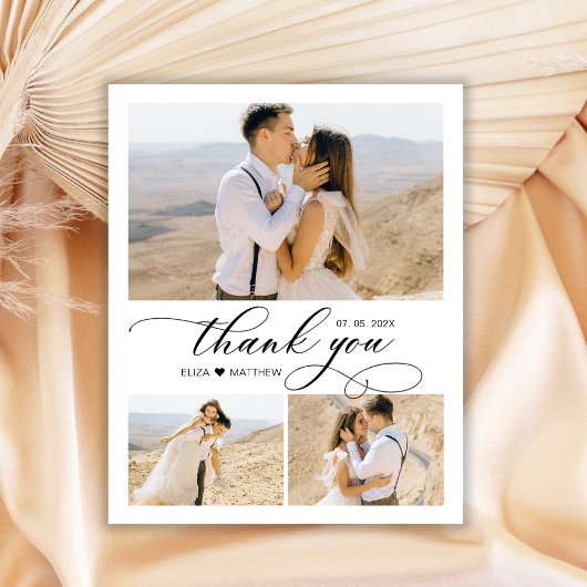 Budget Collage Wedding Vielen Dank Script Heart Postkarte