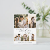 Budget Collage Wedding Vielen Dank Script Postcard Postkarte (Stehend Vorderseite)