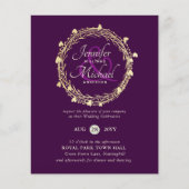 BUDGET Color Trends Gold Wreath Wedite Einladung (Vorderseite)