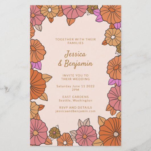 Budget Colorful Boho Burnt Orange Floral Wedding (Vorderseite)