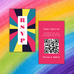 Budget Colorful Retro Groovy QR UAWG Begleitkarte