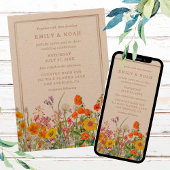 Budget Colorful Wild Blume Country Boho Hochzeit Einladung