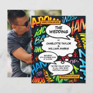Budget-Comic-Book-Foto-Hochzeits-Einladung