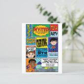 Budget Comic Style Hero Geburtstagseinladungen (Stehend Vorderseite)