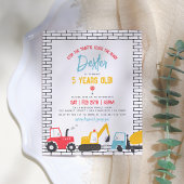 Budget Construction Vehicles Boy Birthday Postcard Einladungspostkarte