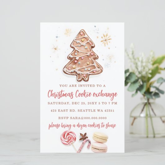 Budget Cookie Exchange Christmas Party Invitation (Stehend Vorderseite)