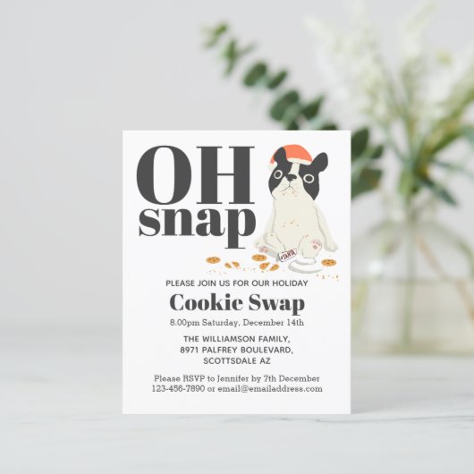 Budget Cookie Swap Welpe und Cookies Einladung (Stehend Vorderseite)