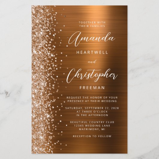 Budget Copper Glam Wedding Invitation (Vorderseite)