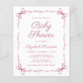 Budget Coquette Bows Pink Baby Girl Dusche (Vorderseite)