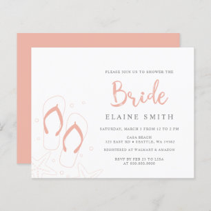 Budget Coral Flip Flops Beach Brautparty Einladung